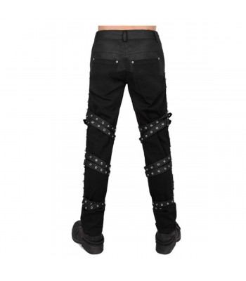 Men Gothic Pants Halloween Costume House Fashion PU Buckles Pant Trousers